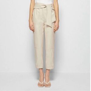 Jonathan Simkhai Tessa Vegan Leather Cream Cropped Pants size 10